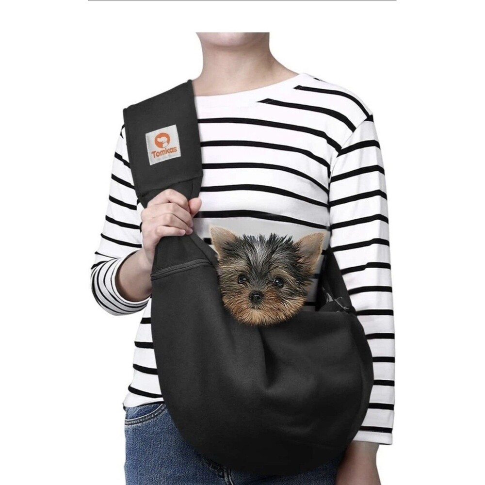 TOMKAS Dog Sling Carrier for Small Dogs Puppy Carrier for Small Dogs Black